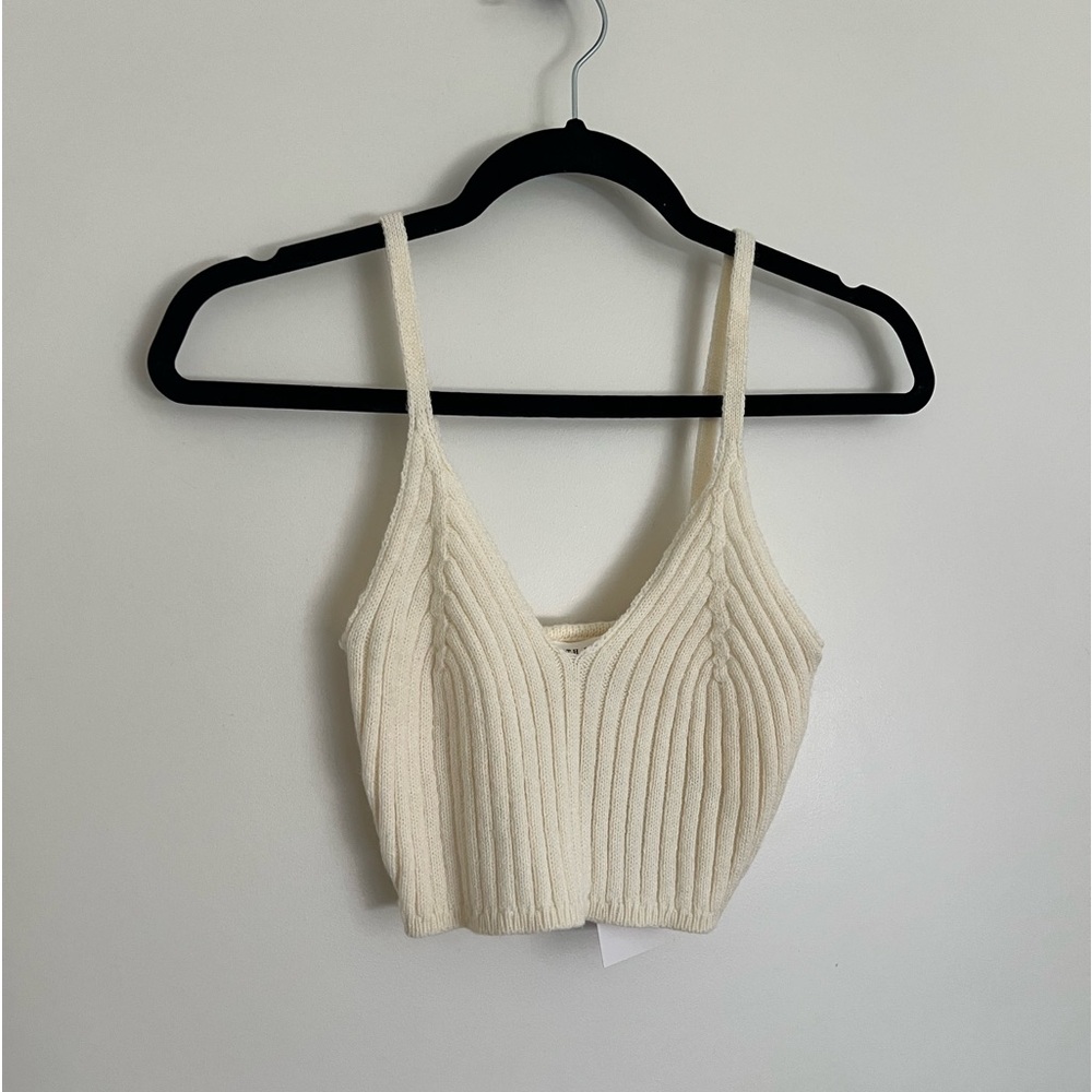 12th tribe Cream Knit Crop Top
